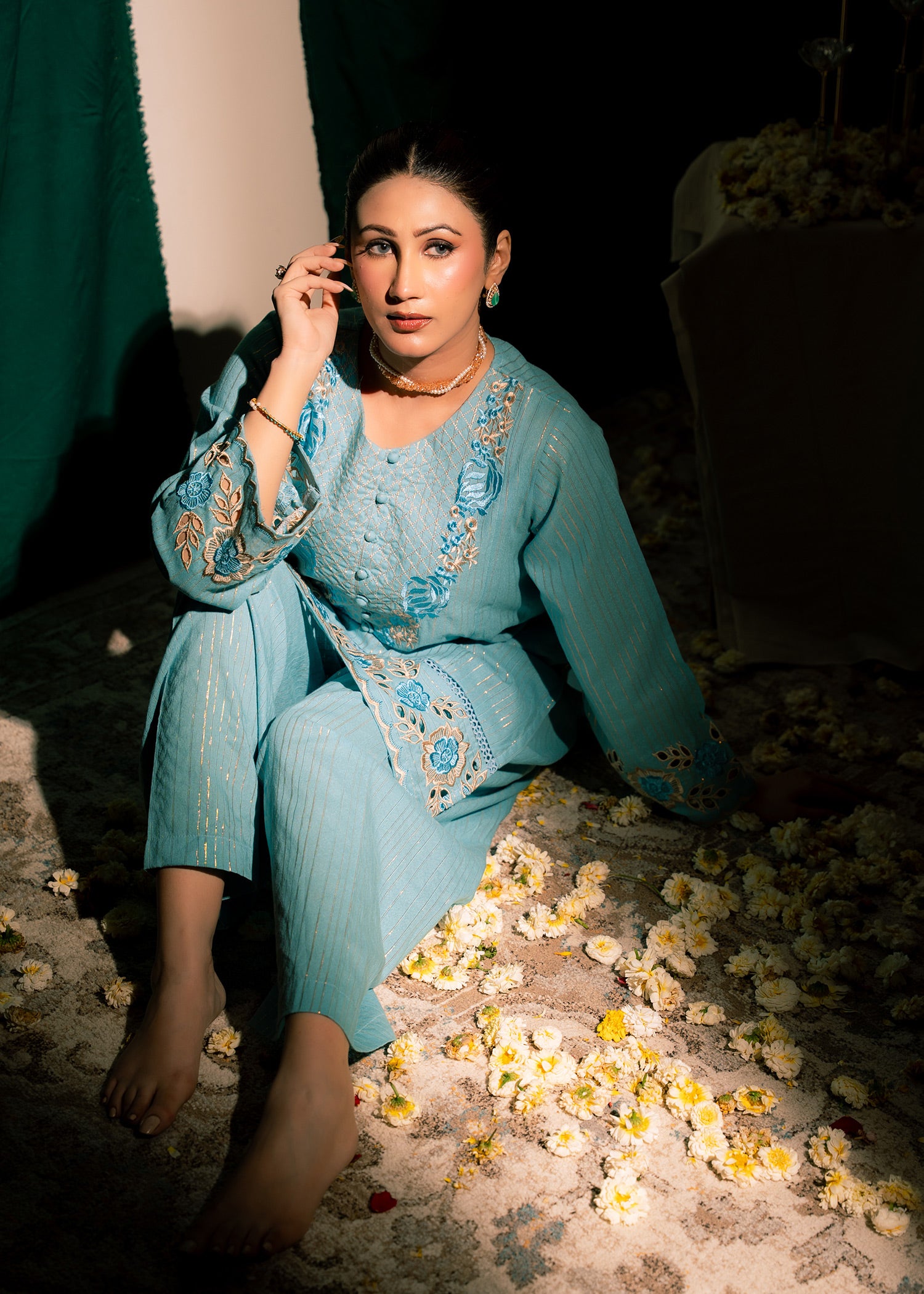 Aqua Zeenat – Embroidered Karandi Two-Piece
