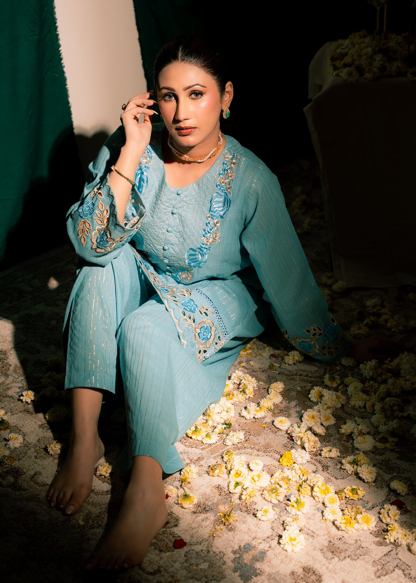 Aqua Zeenat – Embroidered Karandi Two-Piece