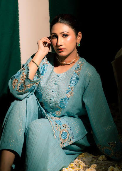 Aqua Zeenat – Embroidered Karandi Two-Piece