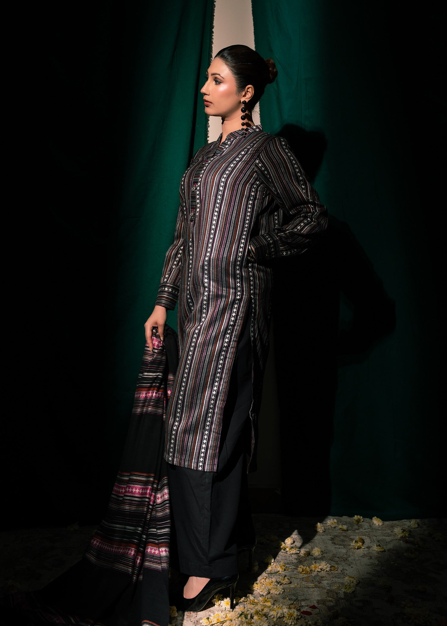 Midnight Stripe Jacquard 3 Piece Suit