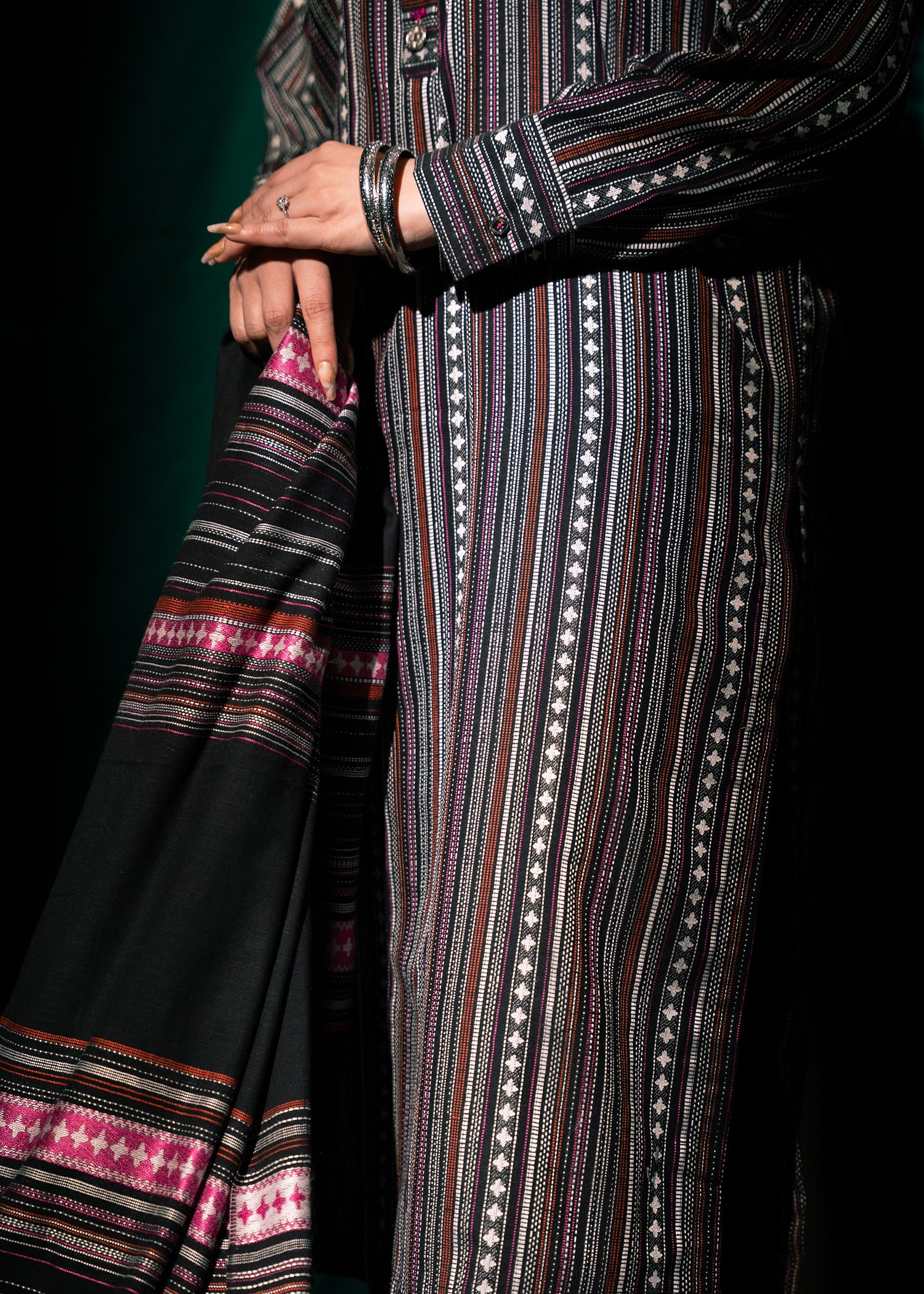 Midnight Stripe Jacquard 3 Piece Suit