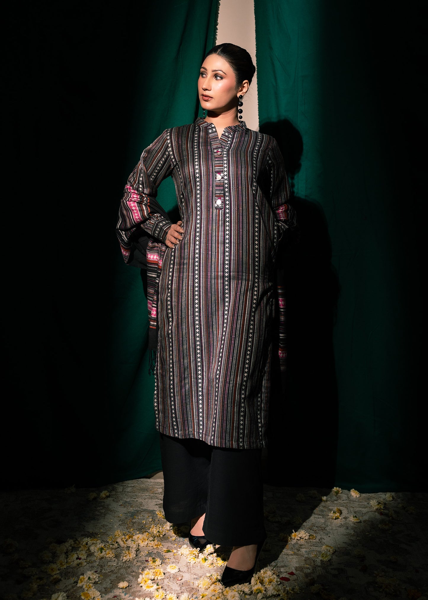 Midnight Stripe Jacquard 3 Piece Suit