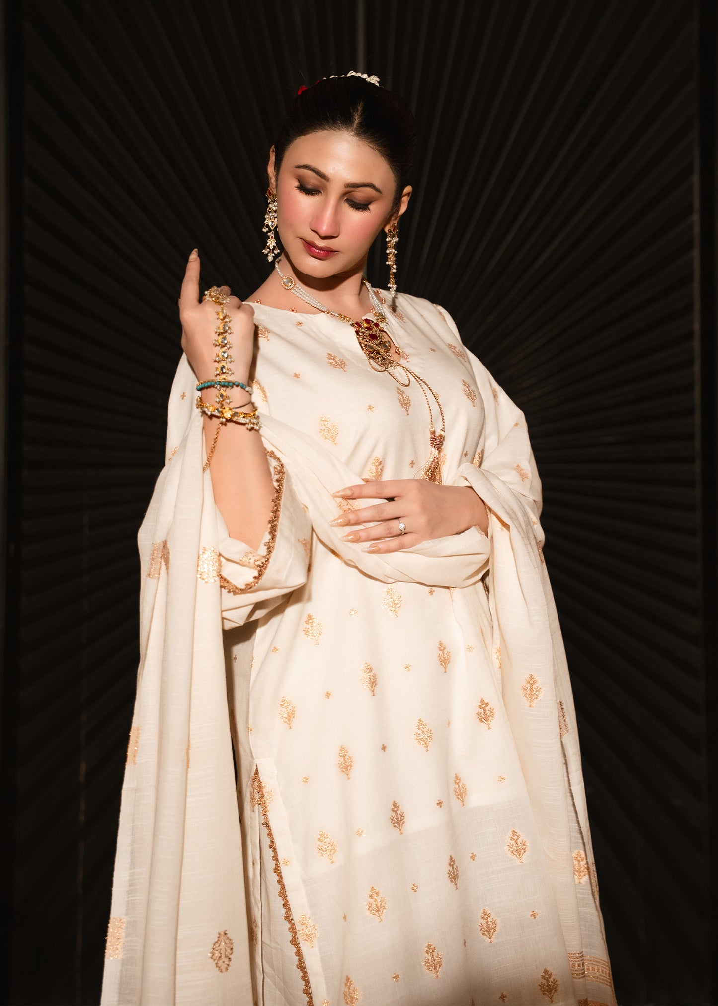 Zarqash – Copper Luxe Jacquard Three-Piece