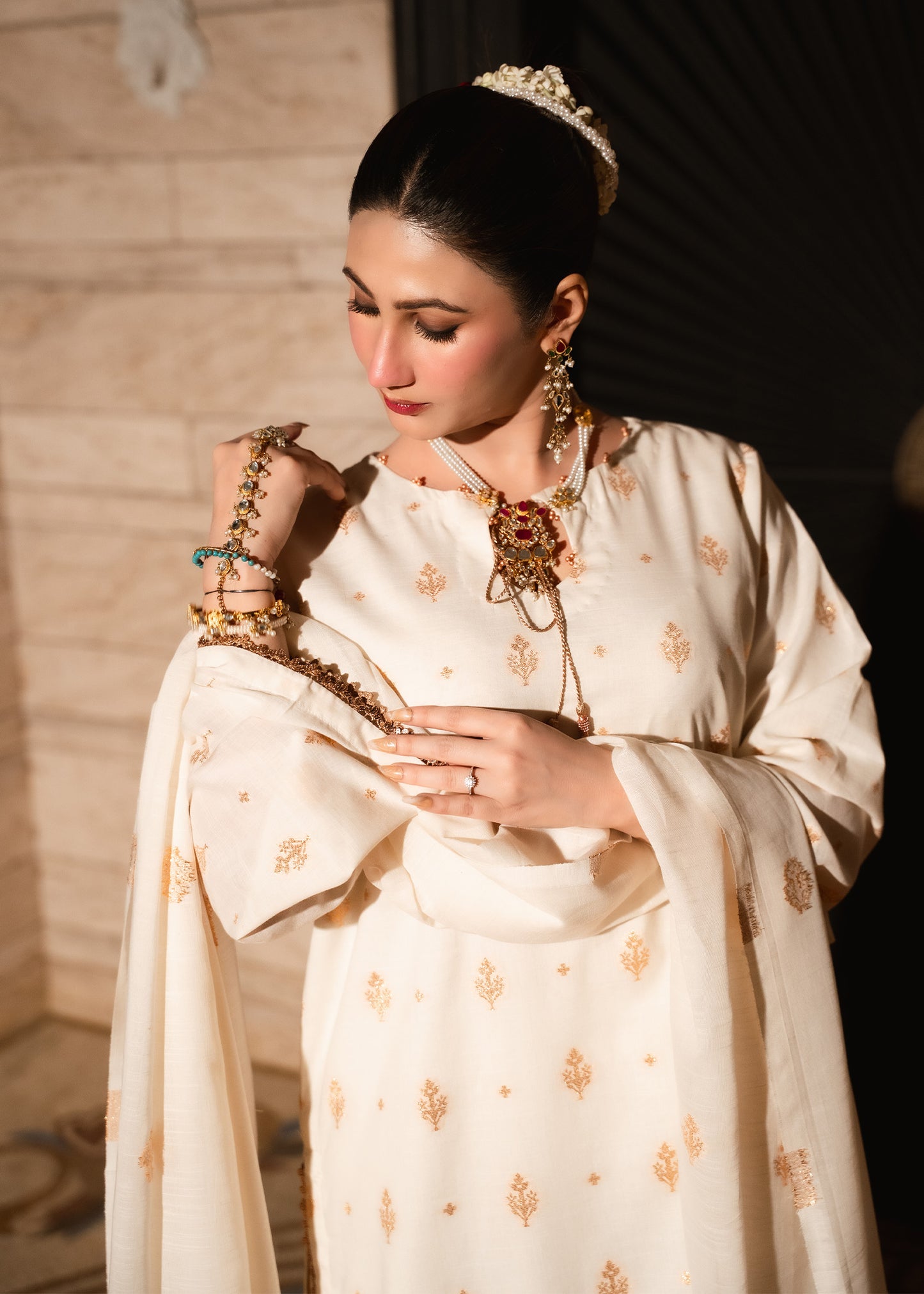 Zarqash – Copper Luxe Jacquard Three-Piece