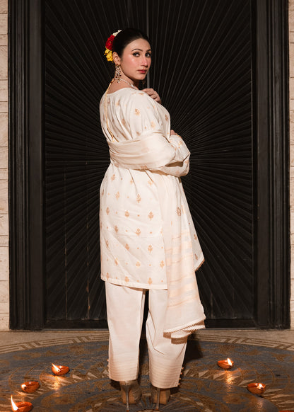 Zarqash – Copper Luxe Jacquard Three-Piece