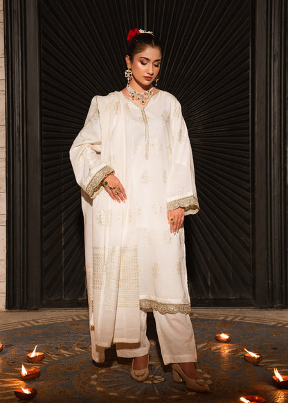 Mehr-e-Zar – Golden Jacquard Three-Piece