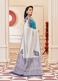 Ivory Blue Paisley Shawl