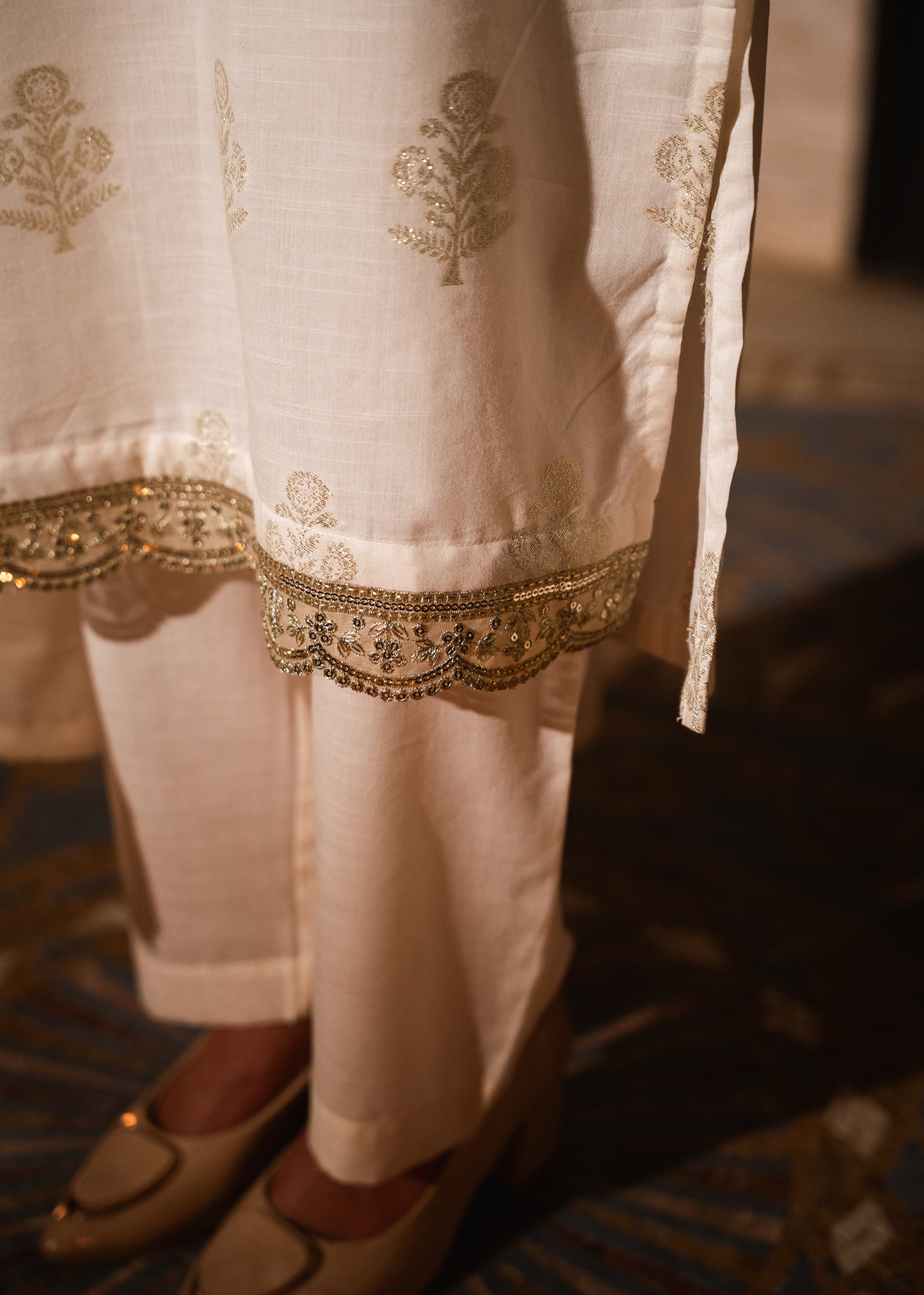 Mehr-e-Zar – Golden Jacquard Three-Piece