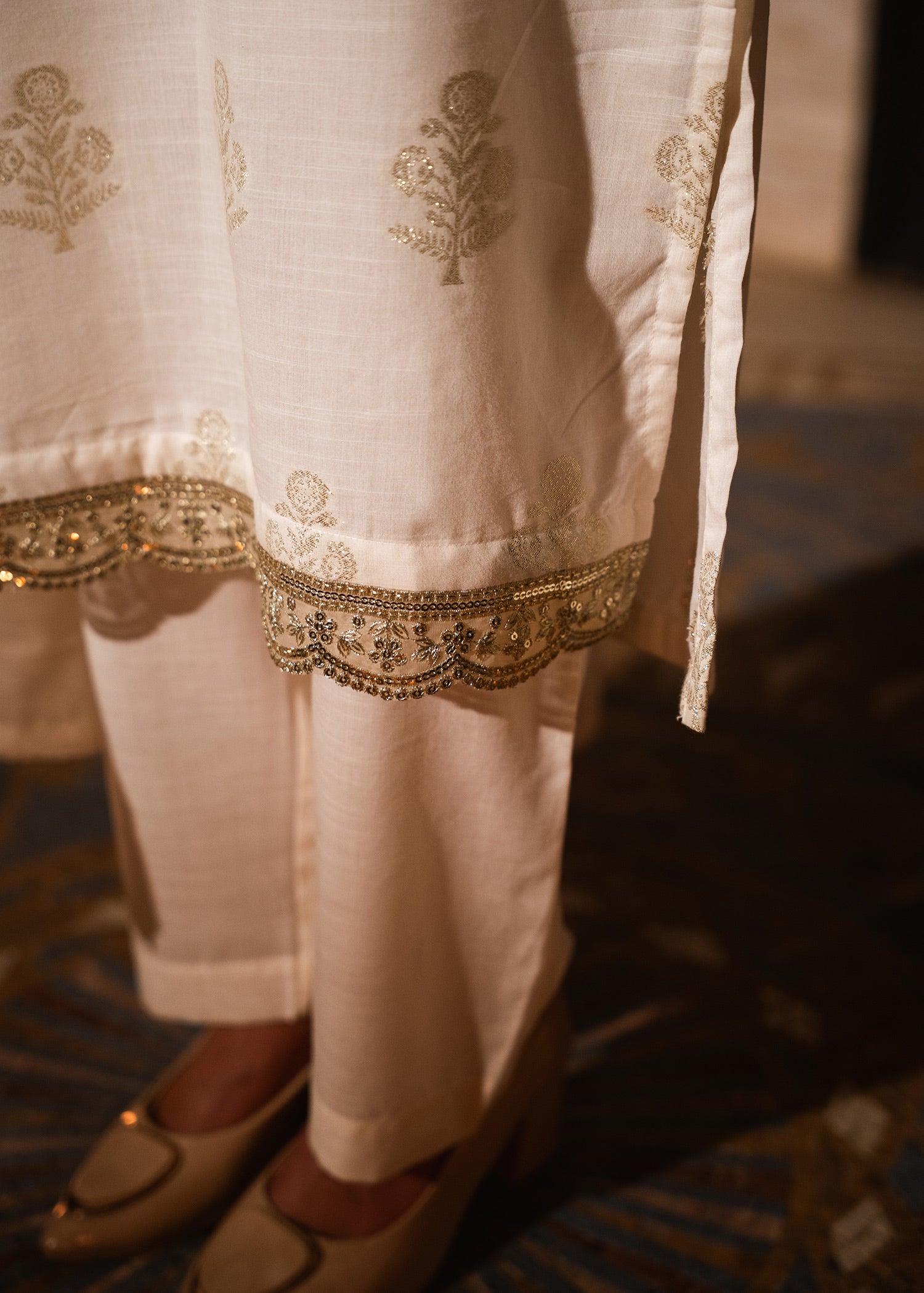 Mehr-e-Zar – Golden Jacquard Three-Piece