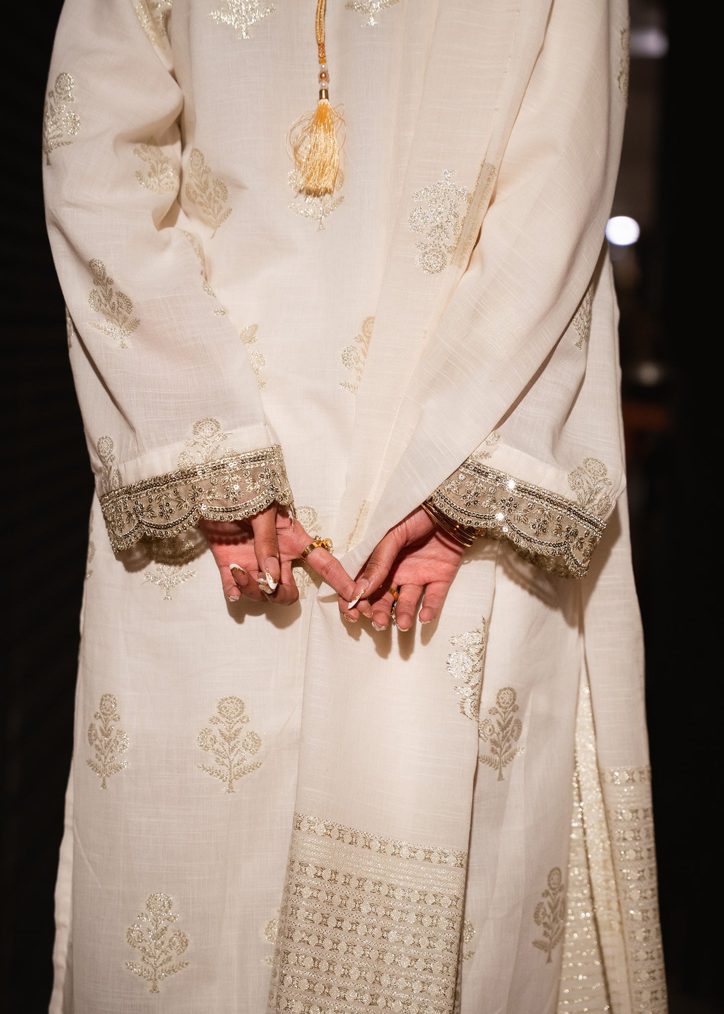 Mehr-e-Zar – Golden Jacquard Three-Piece