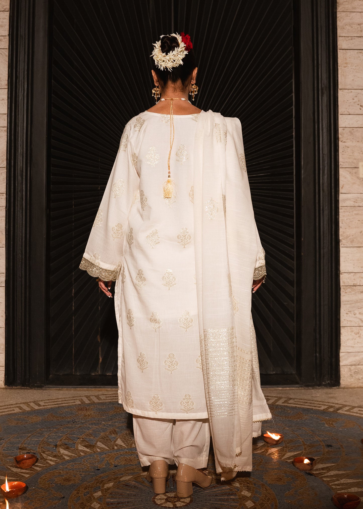 Mehr-e-Zar – Golden Jacquard Three-Piece