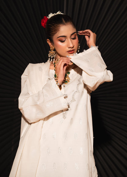 Noor-e-Safa – Silver Embellished Jacquard Three-Piece