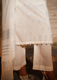 Noor-e-Safa – Silver Embellished Jacquard Three-Piece