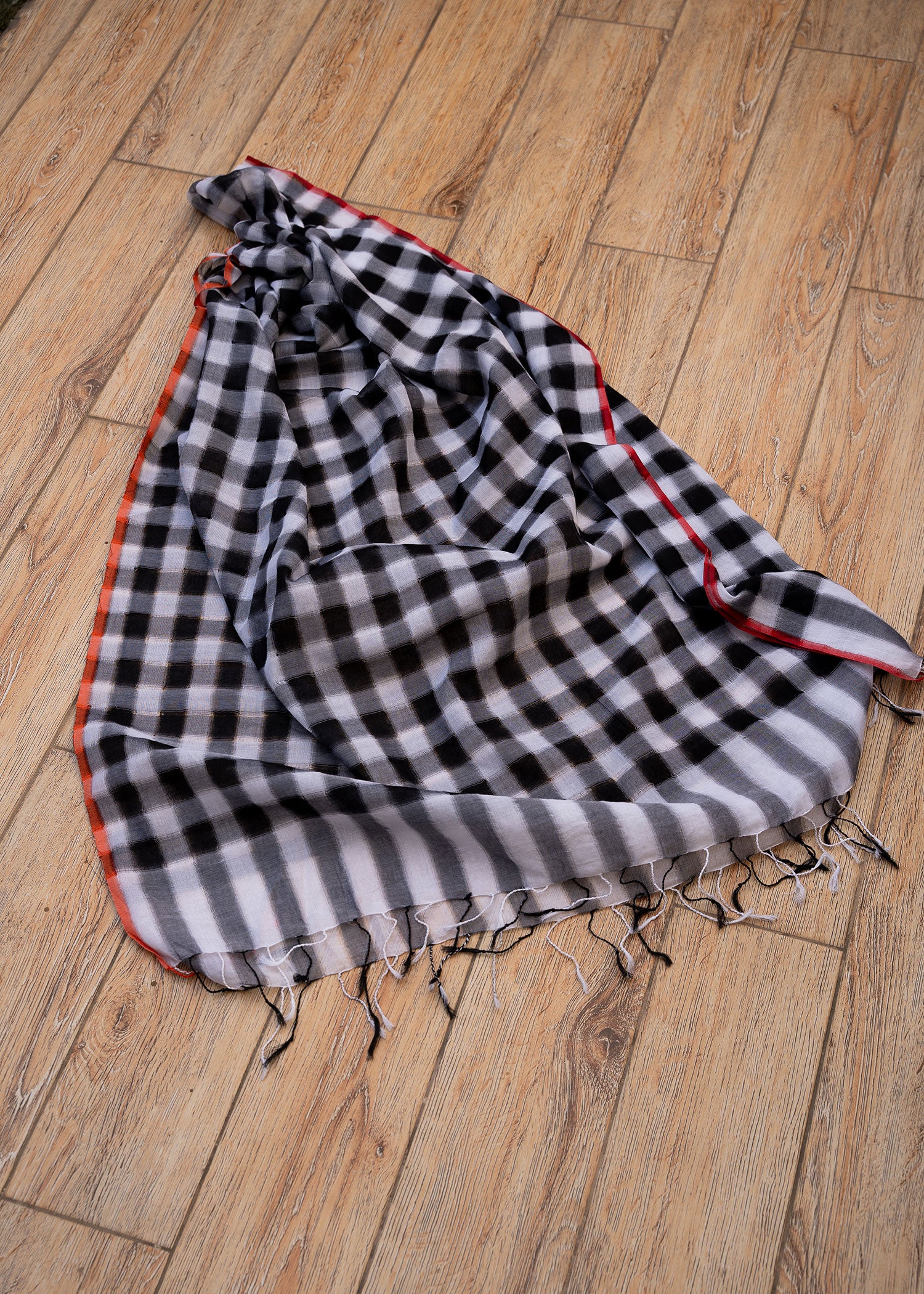 Black and White Check Dupatta