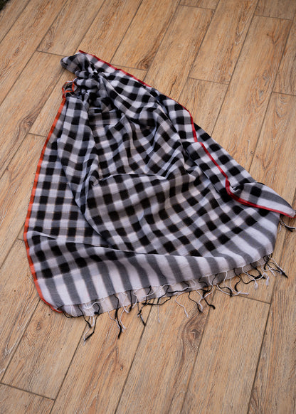 Black and White Check Dupatta