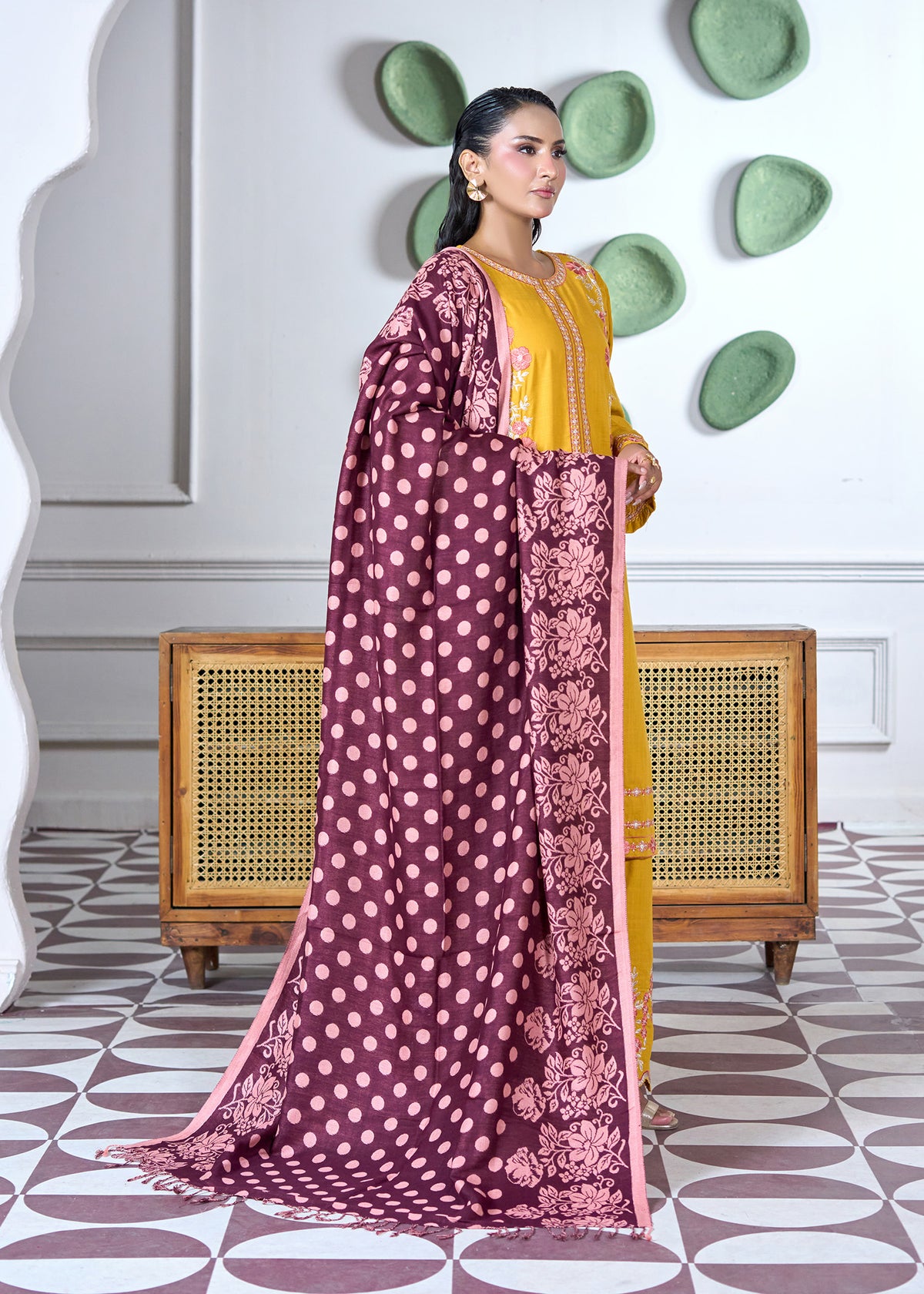 Plum Polka Dot Shawl
