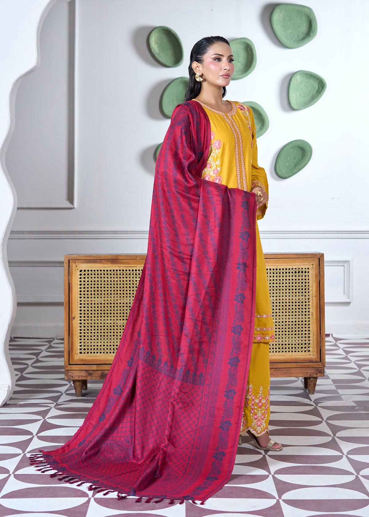Deep Maroon Woven Shawl