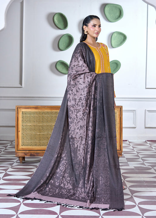 Charcoal Grey Abstract Shawl