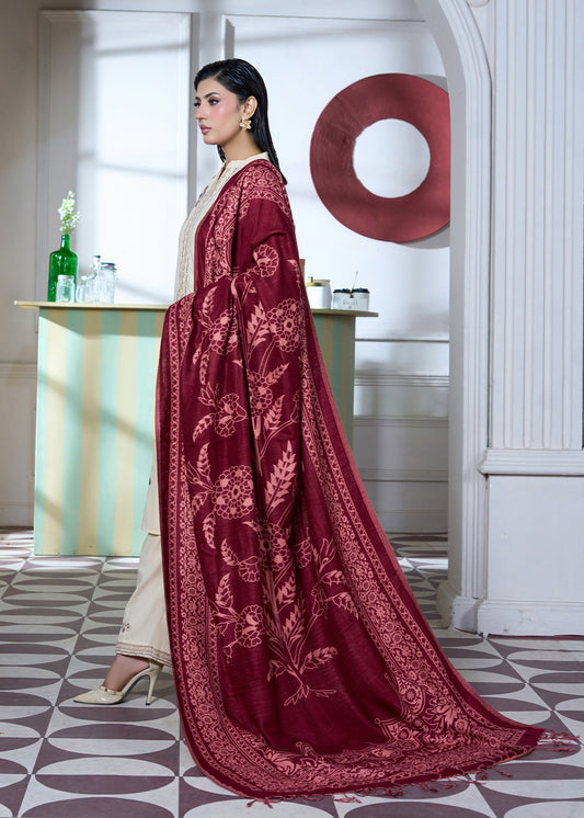 Deep Crimson Floral Wrap