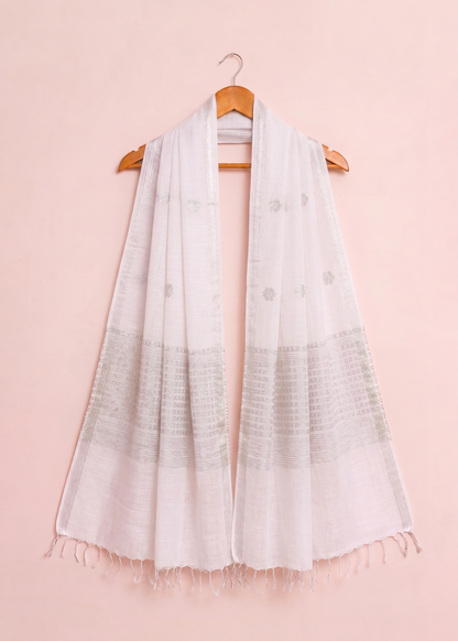 Egg shell White Dupatta