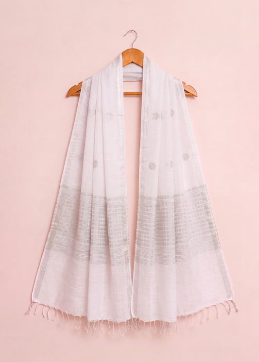 Egg shell White Dupatta
