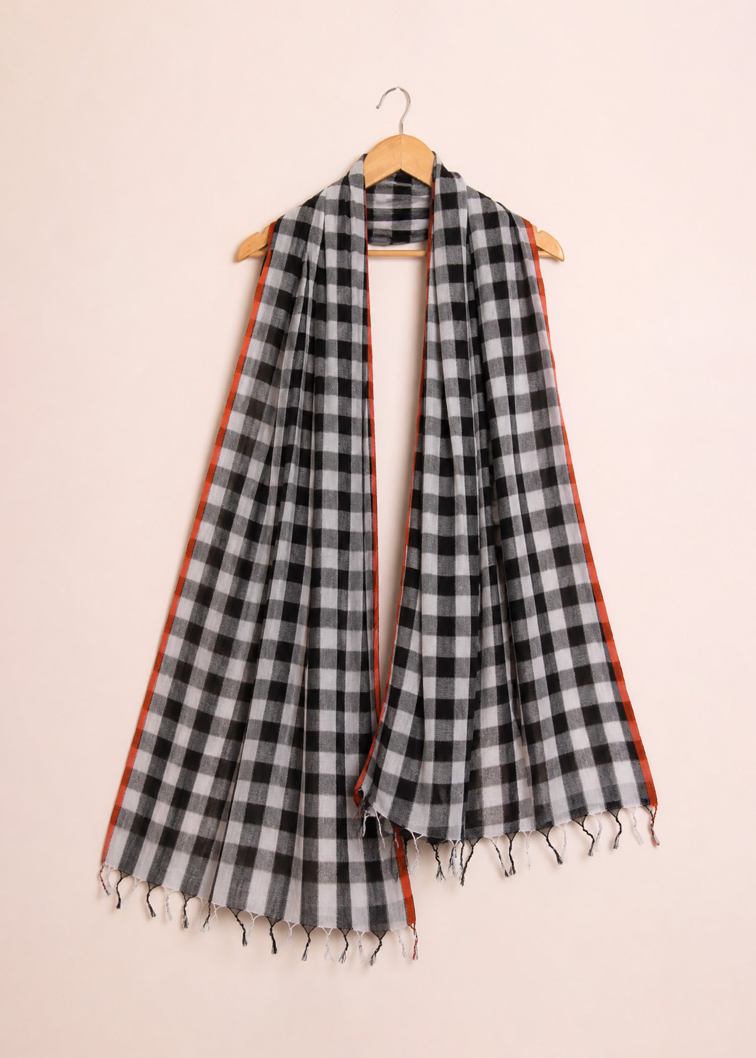 Black and White Check Dupatta